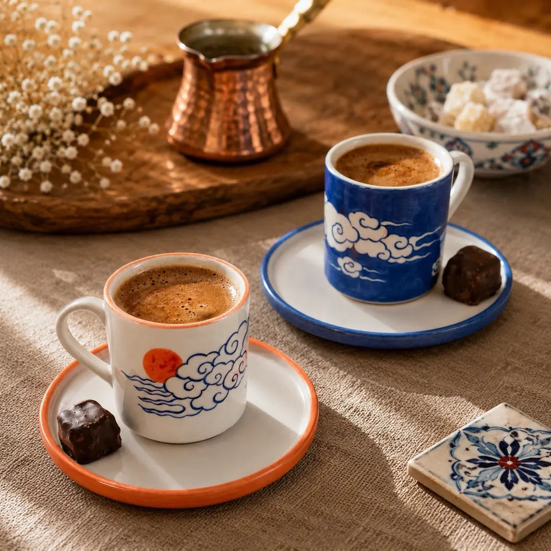 Gece Gündüz Fincan Seti ile Keyifli bir Kahve Molası