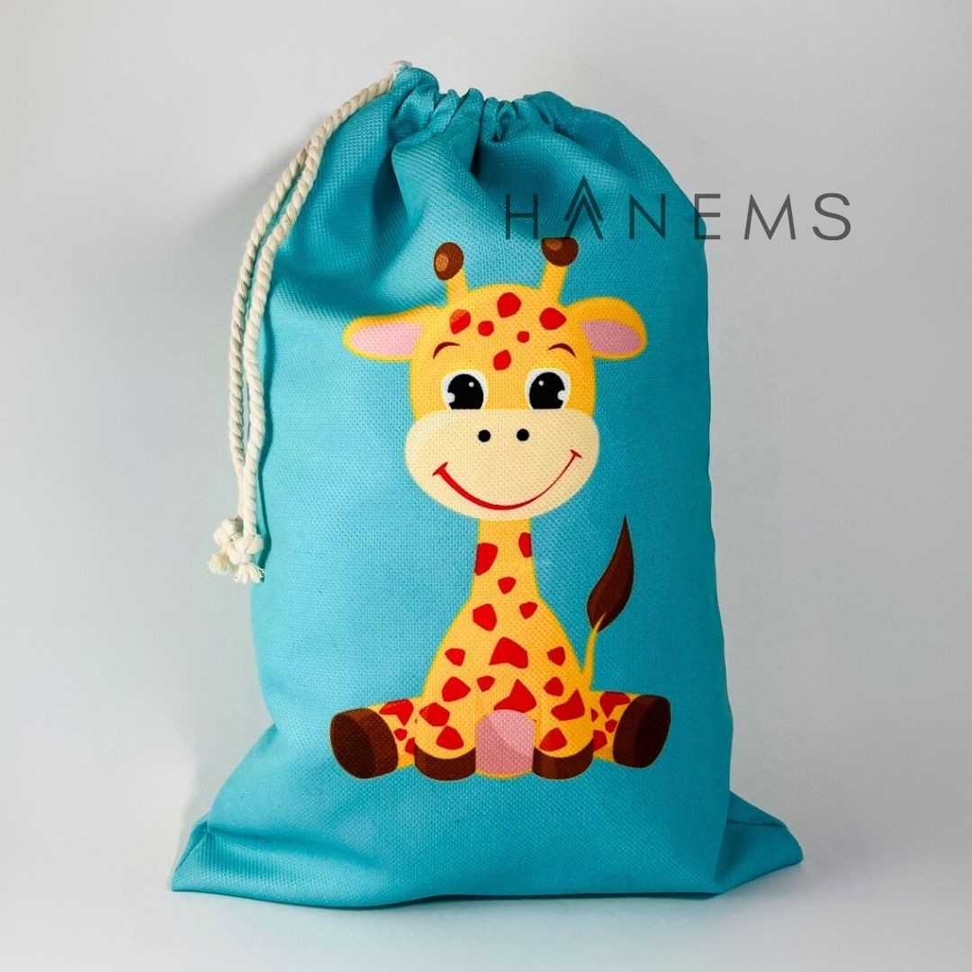 Giraffe patterned laundry bag, drawstring pouch,wash bag, spare clothes bag, kids pouch, travel pouch, bag organiser, storage bag, christmas gift