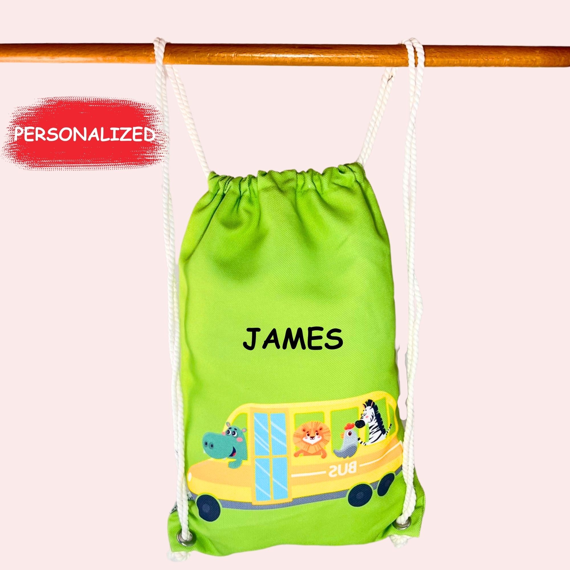 Bus patterned kids backpack , drawstring bag,boys bag , kindergarten backpack , cotton backpack , handmade bag , nappy bag , christmas gift