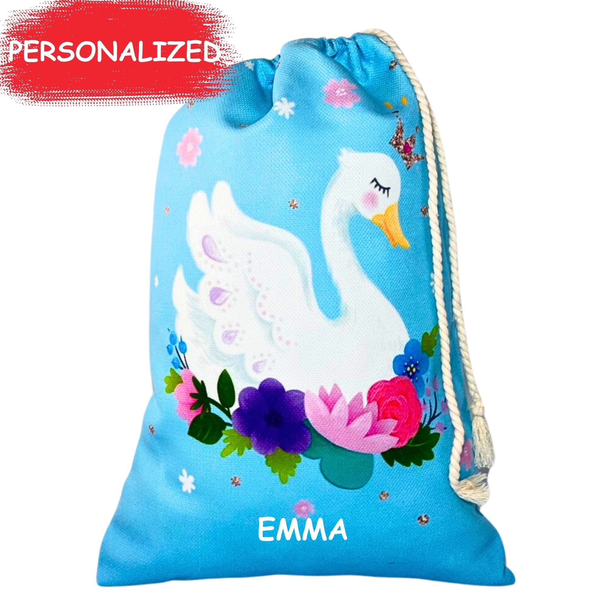 Swan paatterned laundry bag, drawstring pouch, wash bag, spare clothes bag, toiletry, kids pouch , travel pouch, bag organiser, storage bag , christmas gift, shoes bag