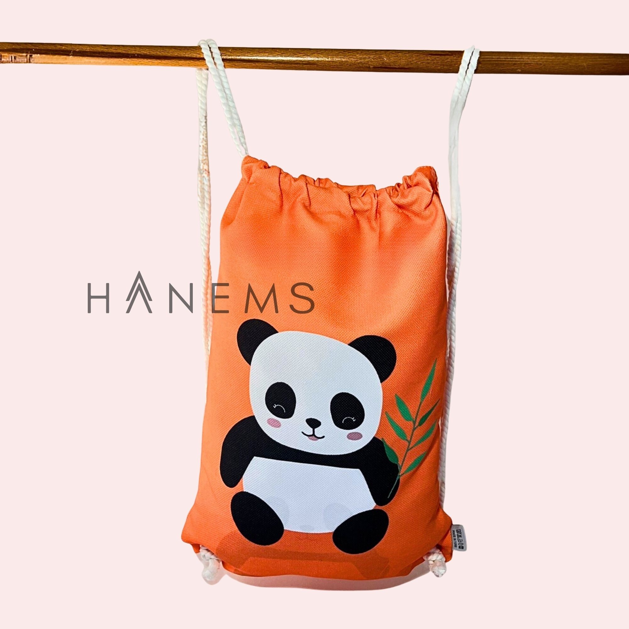 Panda and penguin patterned kids backpack, drawstring bag, kindergarten backpack, cotton backpack, handmade bag, nappy bag, christmas gift,