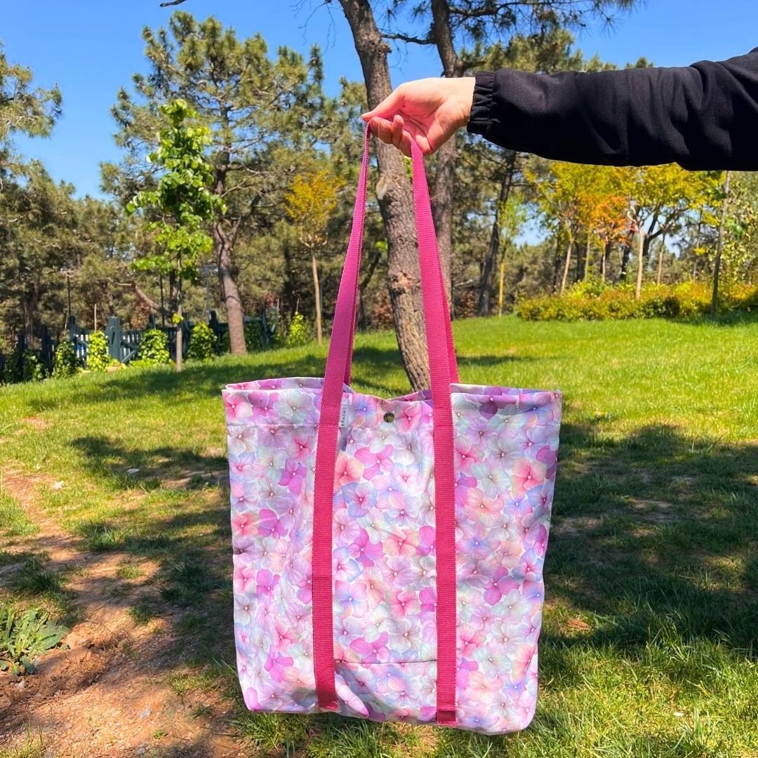 Pink Flower Picnic Bag