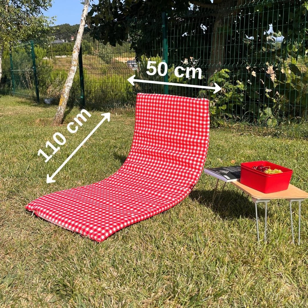 Red Patterned Camp Chair, Folding Beach Chair, Outdoor Garden Chair