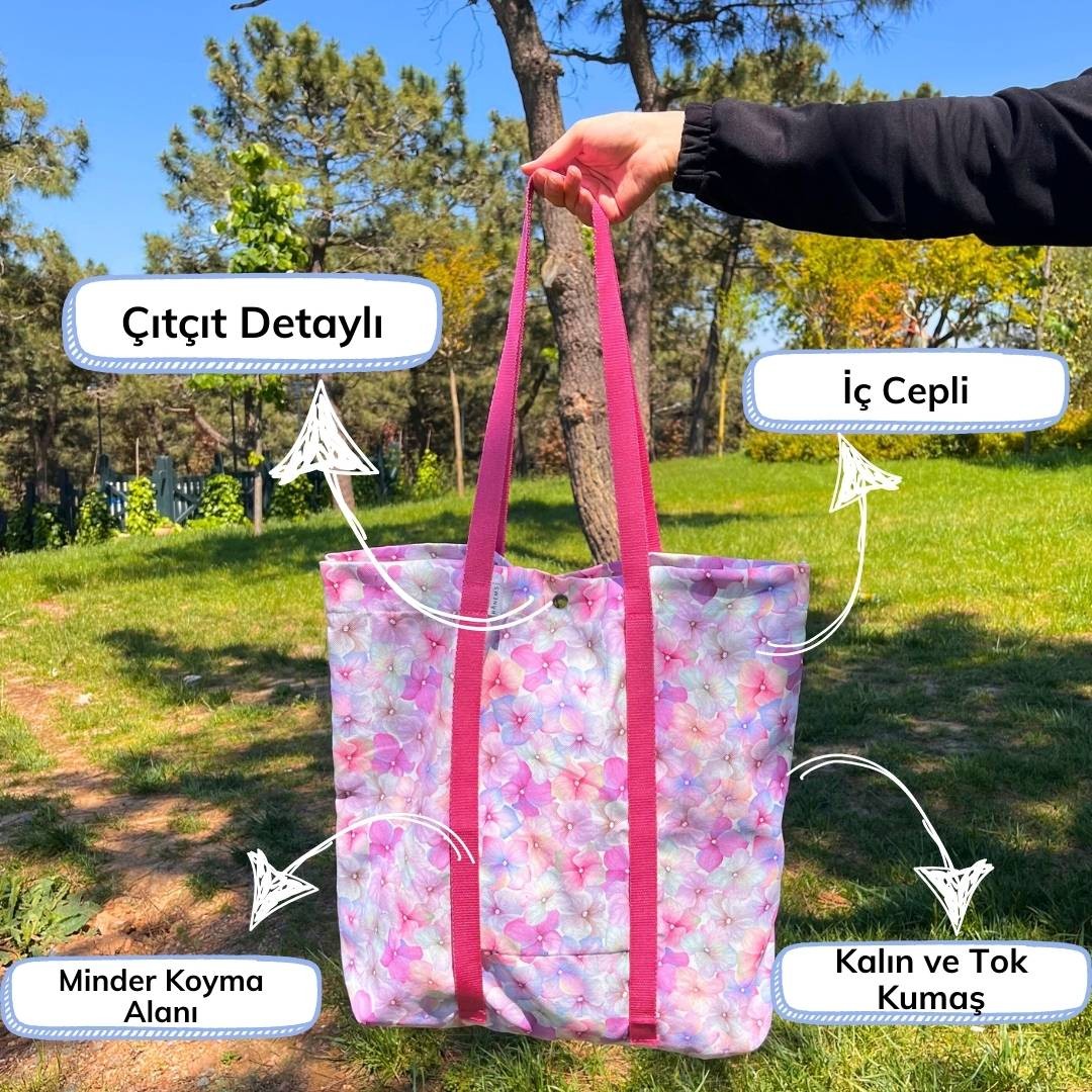 Pink Flower Picnic Bag