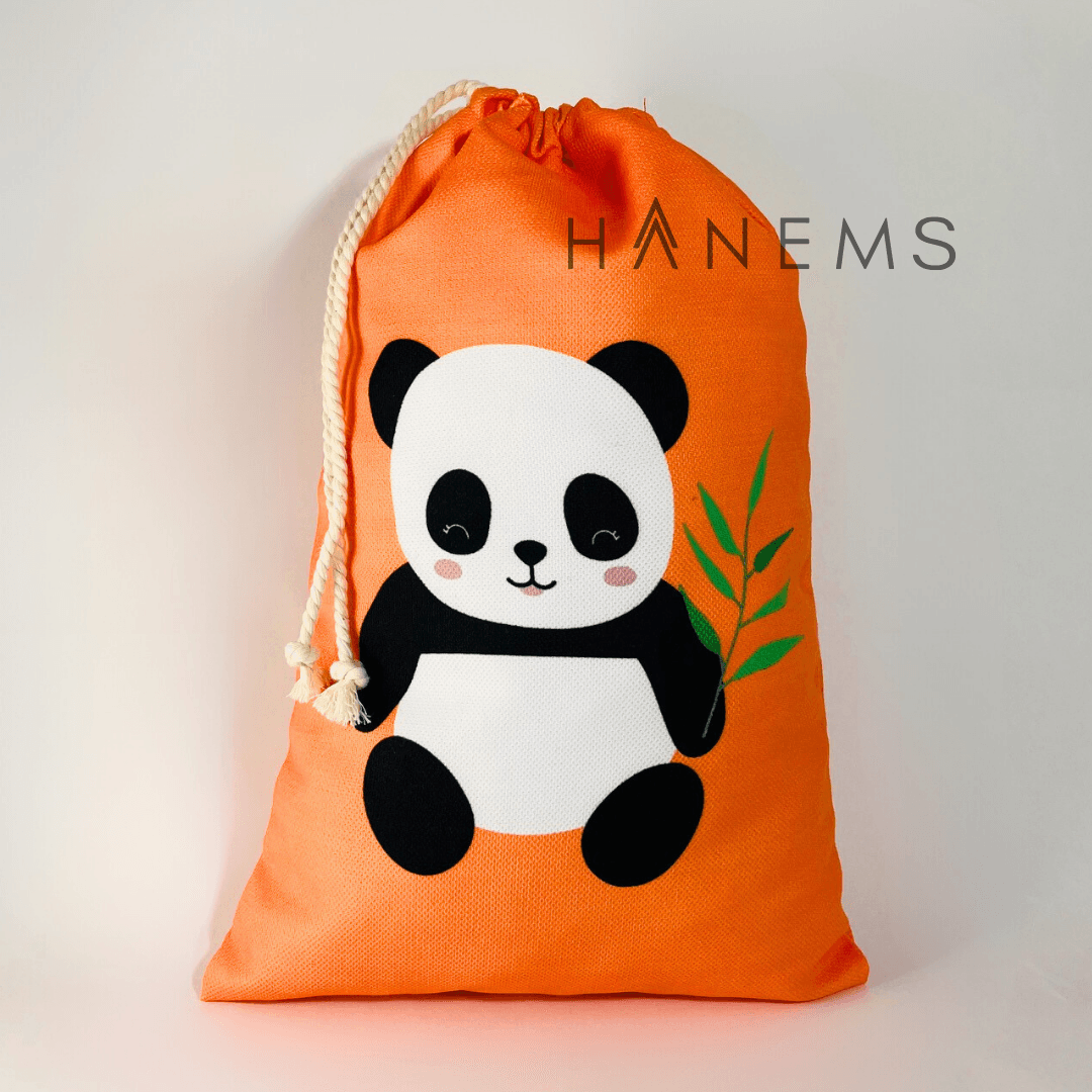 Panda and Penguin Patterned Laundry Bag, Drawstring Pouch,Wash Bag, Spare Clothes Bag, Kids Pouch, Travel Pouch, Bag Organiser, Storage Bag , Christmas Gift