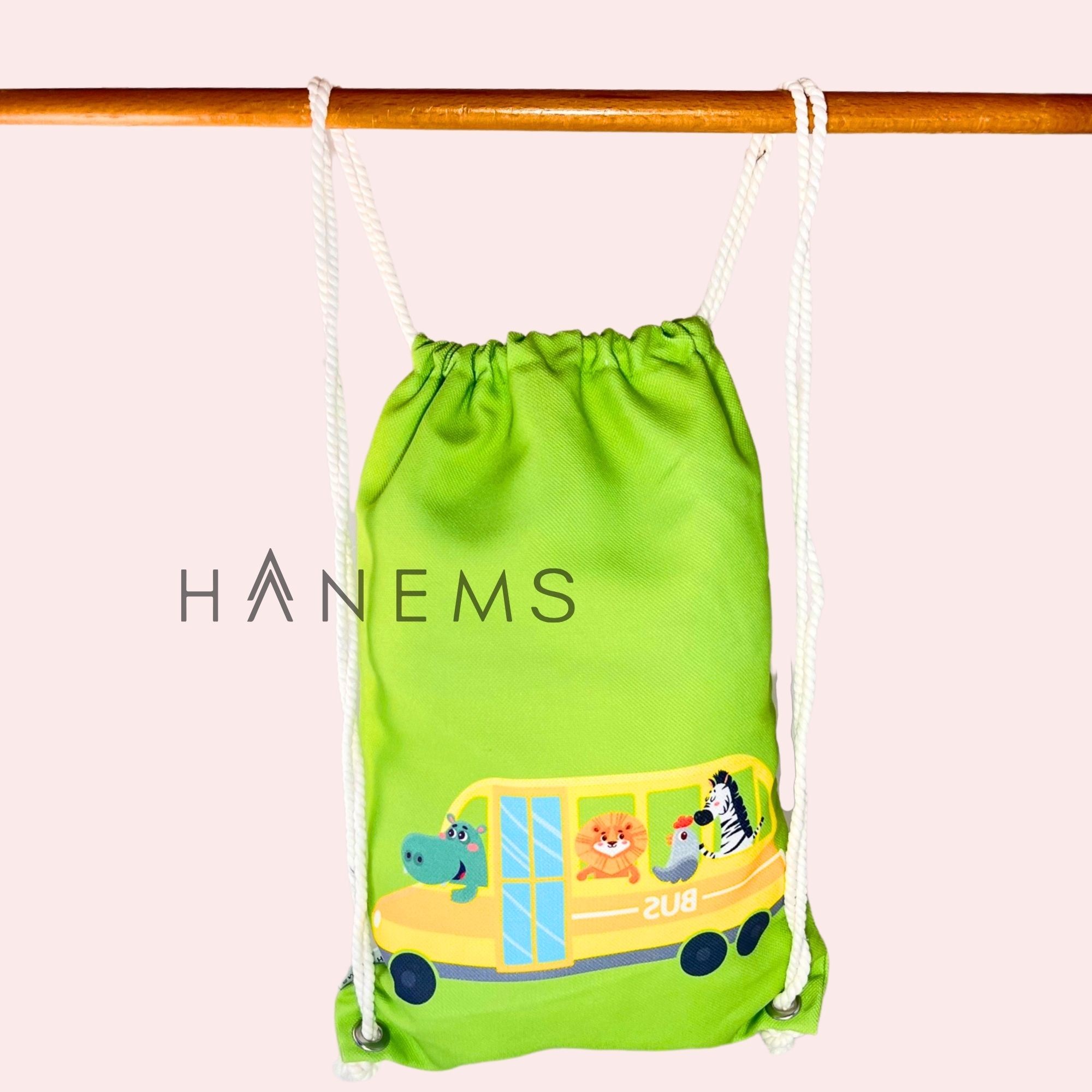 Bus patterned kids backpack , drawstring bag,boys bag , kindergarten backpack , cotton backpack , handmade bag , nappy bag , christmas gift