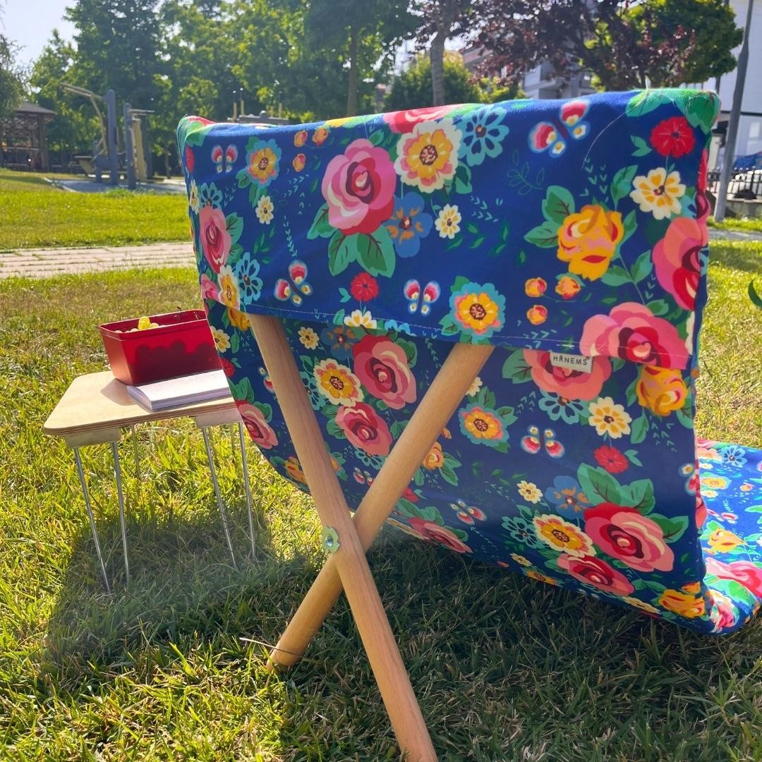 Rose Pattern Camp Chair, Folding Beach Chair, Outdoor Garden Chair