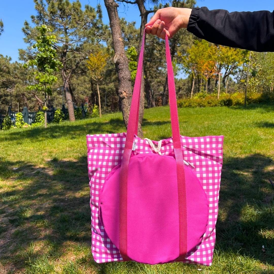 Fuchsia Colored Gingham Picnic Set