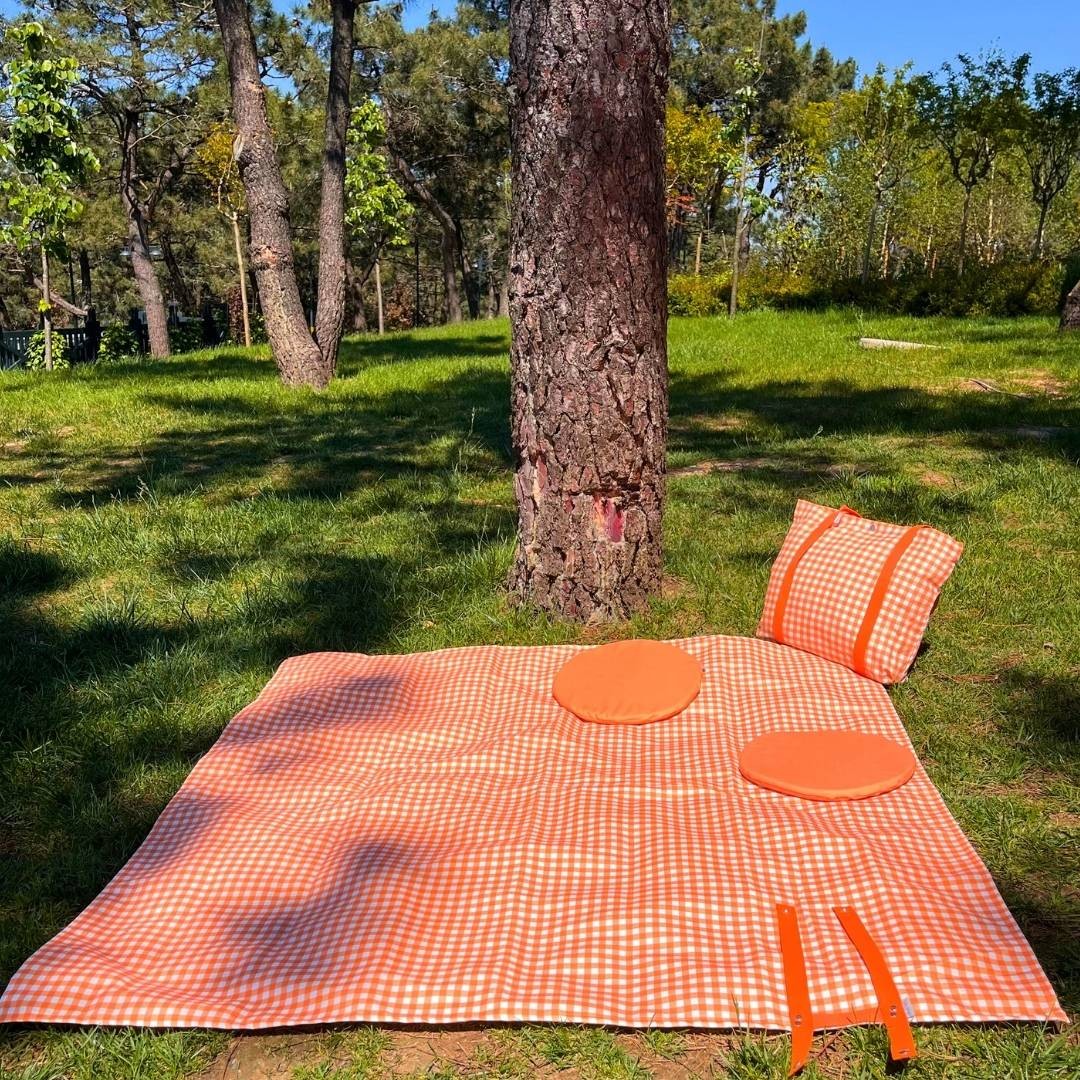 Orange Gingham Picnic Set