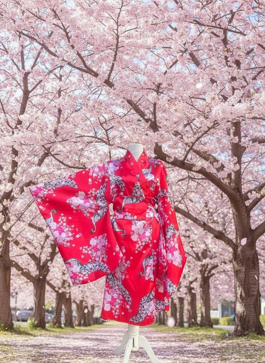 Japon Kimono Çocuk Kostümü Fuşya