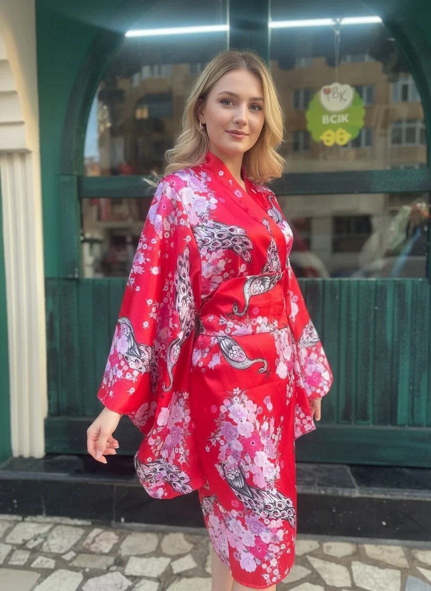 Japon Kimono Çocuk Kostümü Fuşya