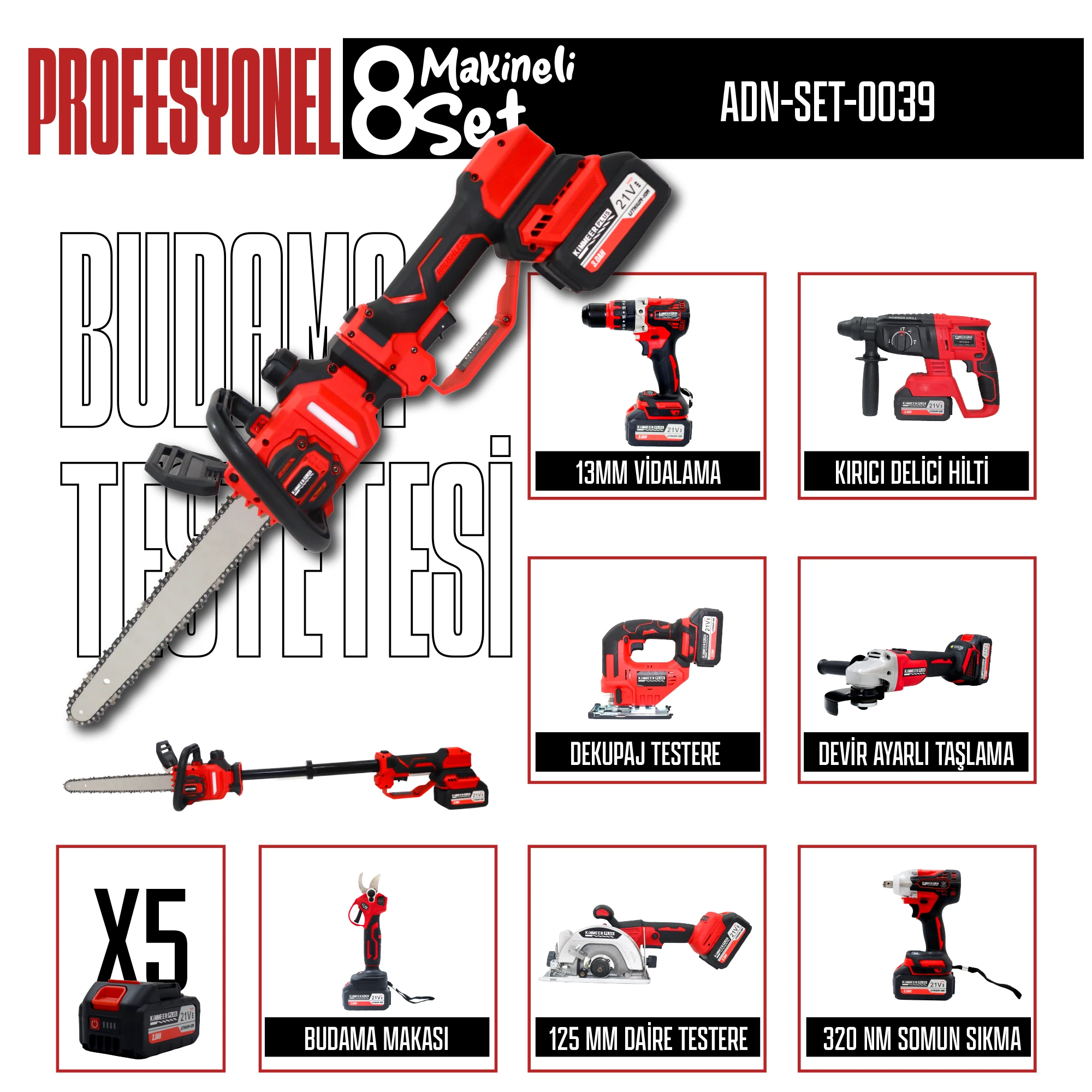 KİMMER PLUS Profesyonel 8’li Set – ADN-SET-0039