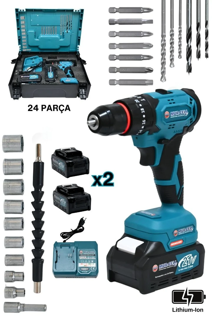 Murcell ADN0119 21V Kömürsüz Motorlu Darbeli Şarjlı Matkap
