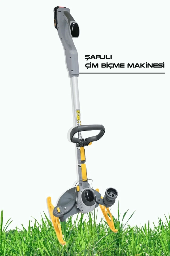 Mur-Cell ADN0736 Şarjlı Çim Biçme Makinesi Plastik ve Metal Bıçaklı Çift Akülü