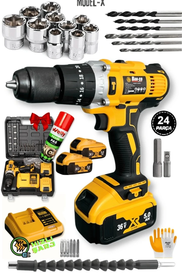 Banco ADN0116 36V 5Ah Şarjlı Darbeli Matkap – 13 mm Mandren