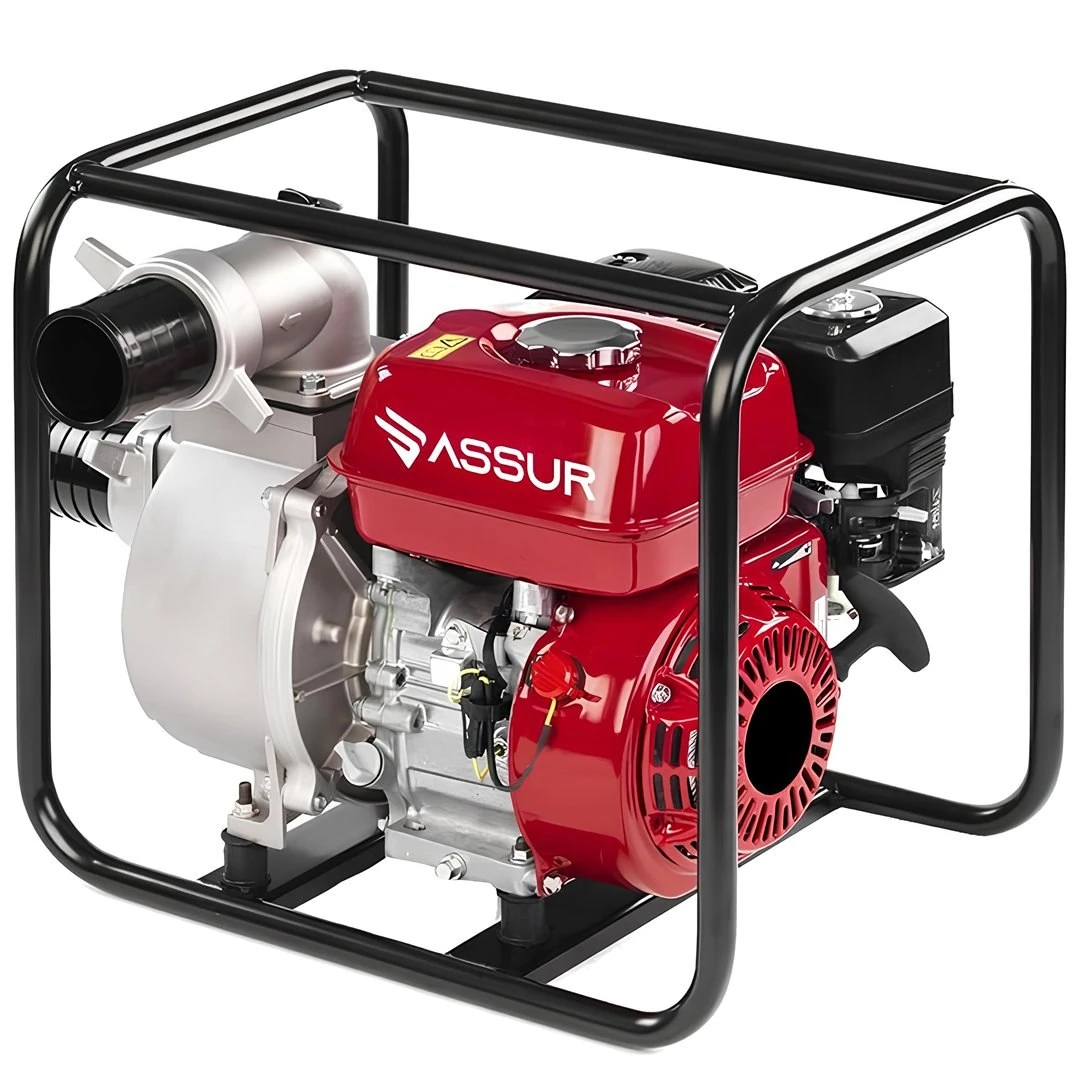 ASSUR ADN0854 3&quot; Benzinli Su Motoru 6.5HP 800L/dk 30m Basma Döküm Pervaneli 4 Zamanlı Taşınabilir Su Pompası