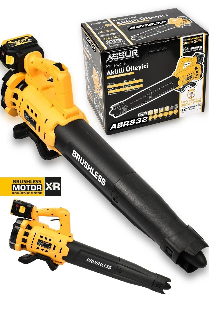 ASSUR ADN0566 21V Kömürsüz Motorlu Şarjlı Hava Üfleme Makinesi 28000RPM 85ms  2 Akülü