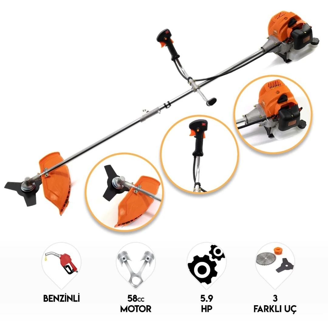 Dawreek ADN0712 58cc 11000RPM Çift Zamanlı Tek Silindirli Benzinli Yan Tırpan