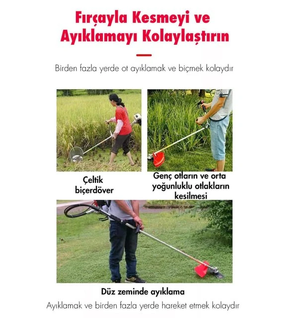 Assur ADN0717 58CC 2 Zamanlı Benzinli Sırt Tırpan Tek Silindirli Sırt Tipi Motorlu Tırpan