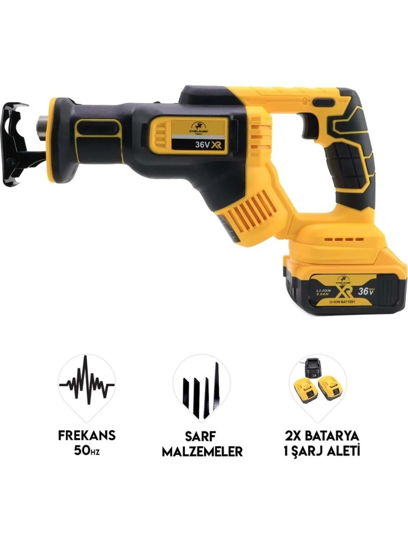 CHELİKBEİ ADN0576 Şarjlı Tilki Kuyruğu Testere 36V 5Ah Çift Akülü 0–3000RPM
