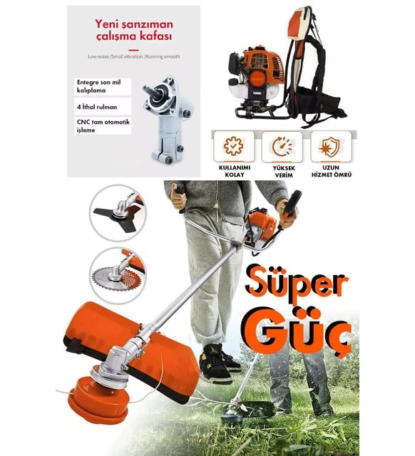 Assur ADN0717 58CC 2 Zamanlı Benzinli Sırt Tırpan Tek Silindirli Sırt Tipi Motorlu Tırpan