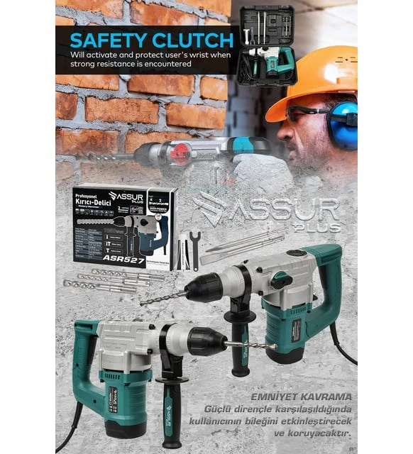 Assur ADN0356 1050W Elektrikli Kırıcı Delici Hilti 4.5 Joule 900 RPM,