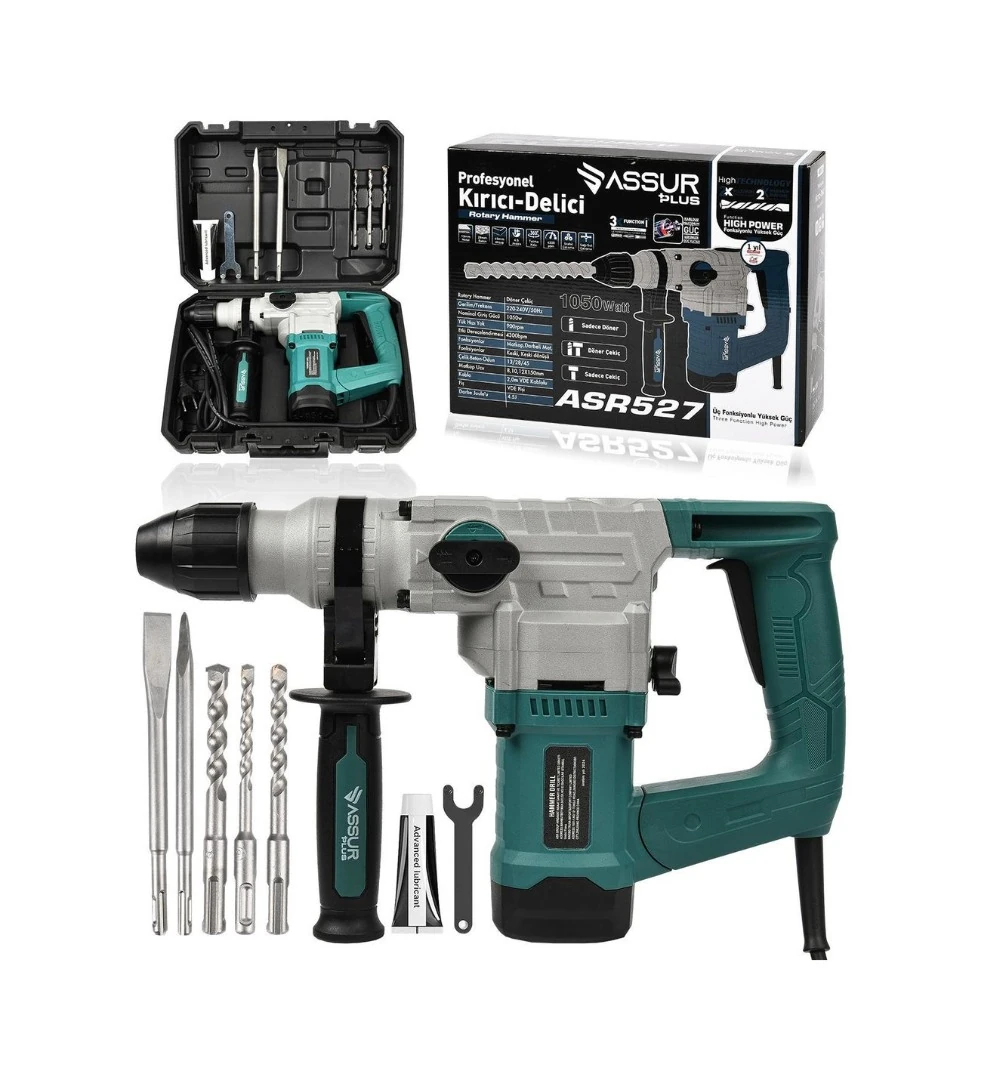 Assur ADN0356 1050W Elektrikli Kırıcı Delici Hilti 4.5 Joule 900 RPM,