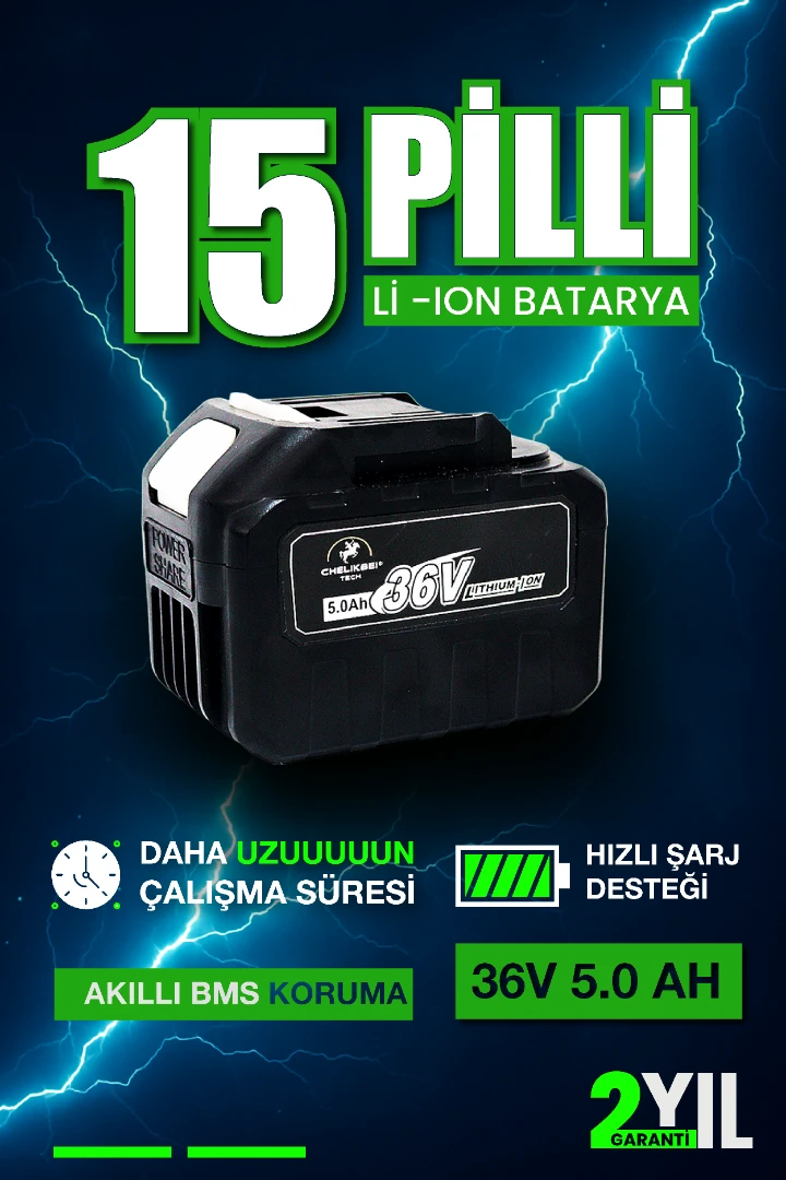 Chelikbei ADN0975 15 Pilli 36Volt 5Amper El Aletleri Batarya Mükemmel Performans