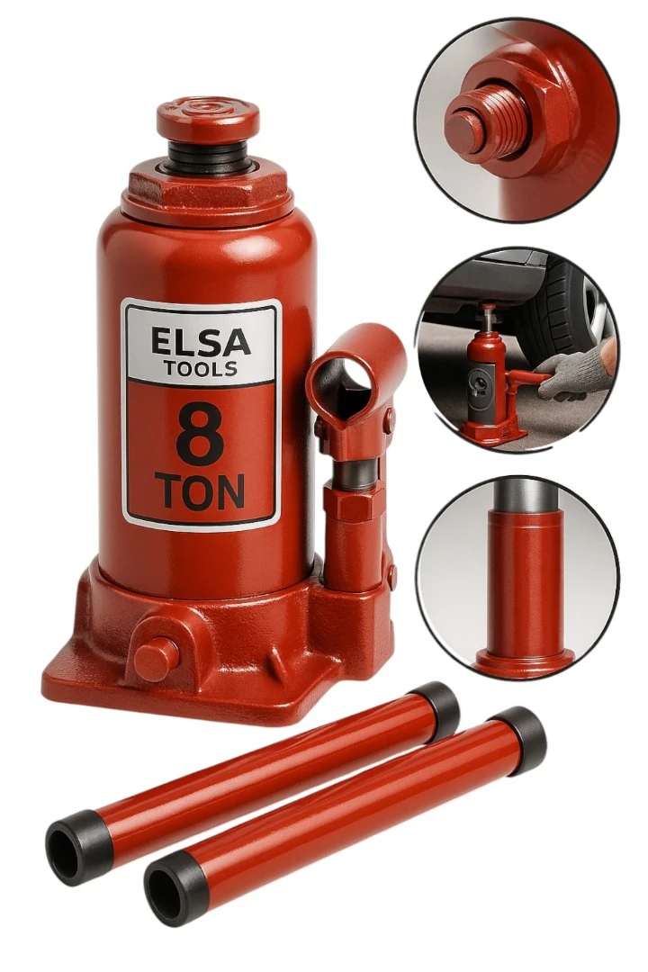 ELSA TOOLS ADN0908 8 Ton Şişe Kriko | Ağır Yük Hidrolik Kriko | 230-460 mm Kaldırma Yüksekliği