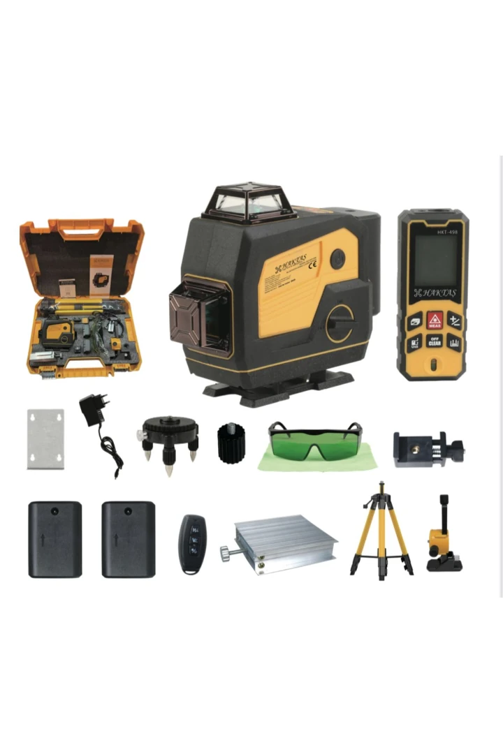 HAKTAŞ ADN0614 Bluetooth Bağlantılı 16 Yönlü Lazer Terazi Tripod Lazer Metre Seti | Hoparlörlü