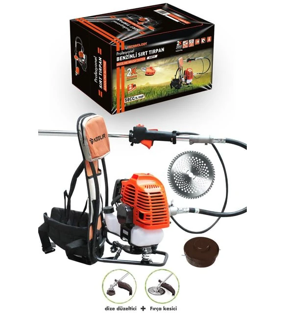 Assur ADN0717 58CC 2 Zamanlı Benzinli Sırt Tırpan Tek Silindirli Sırt Tipi Motorlu Tırpan