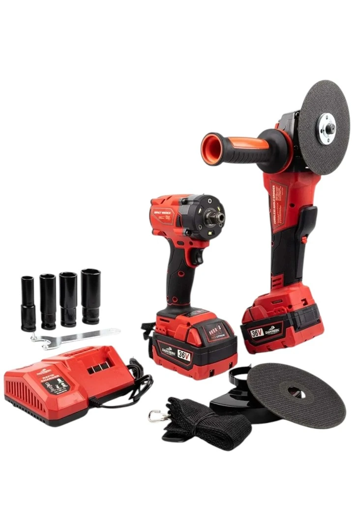 DAWREEK ADN0004 36V Şarjlı Darbeli Matkap ve 125mm Avuç Taşlama İkili Set