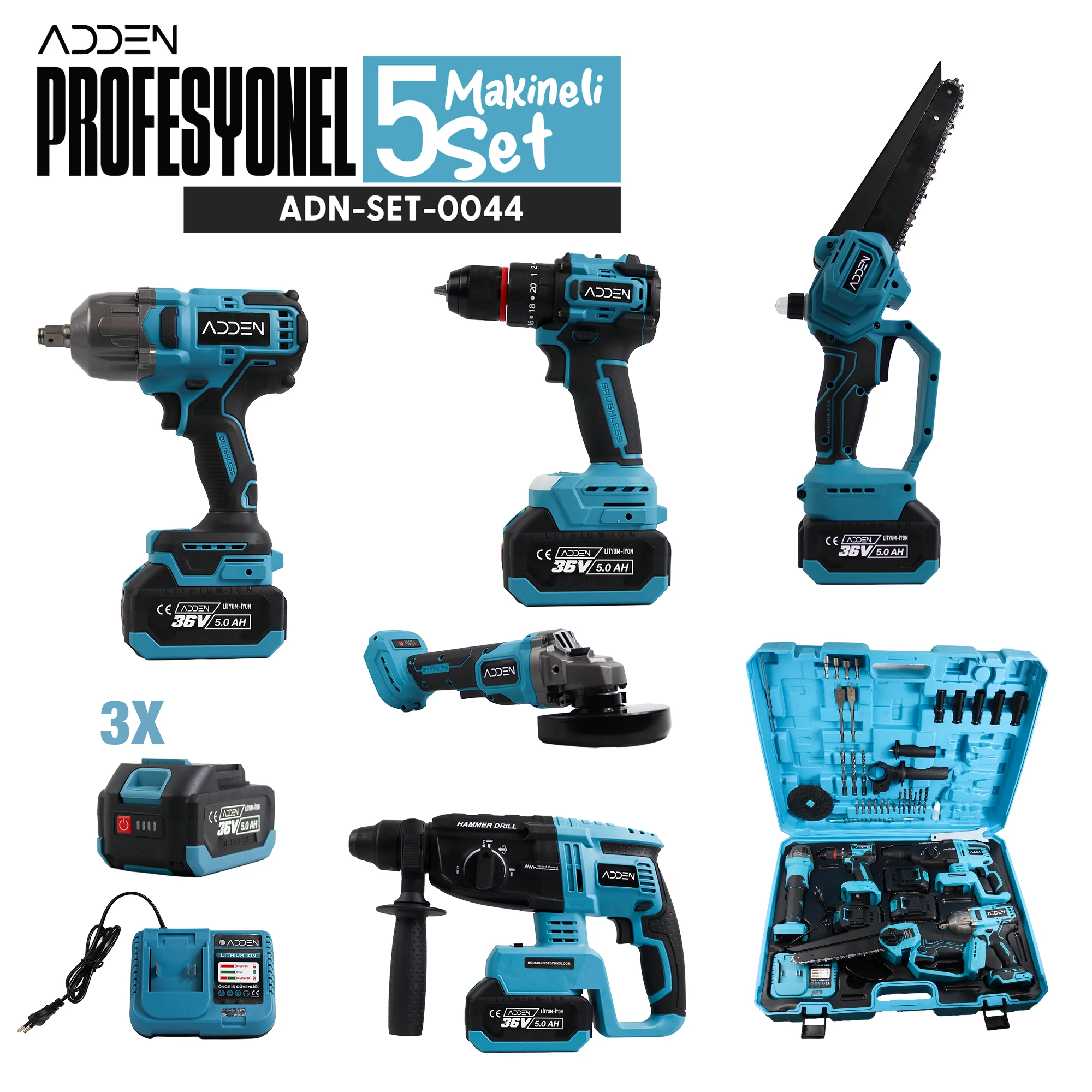 ADDEN Profesyonel 5 Makineli Set