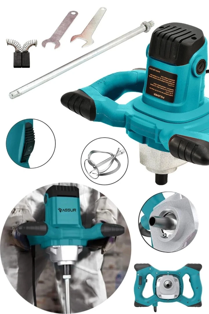 Assur ADN0650 1800W Elektrikli Alçı Boya ve Harç Karıştırıcı Mikser 6 Kademe Devir Ayarlı