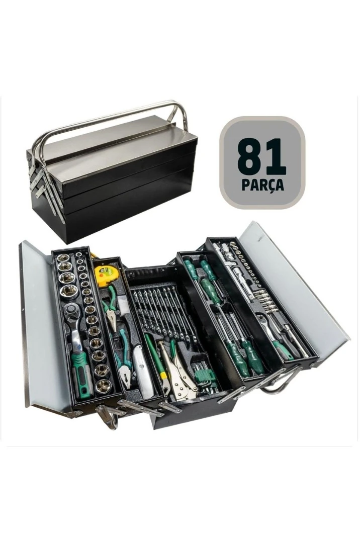 ADENTEK ADN0925 81 Parça 5 Gözlü Metal Sandık Takım Çantası