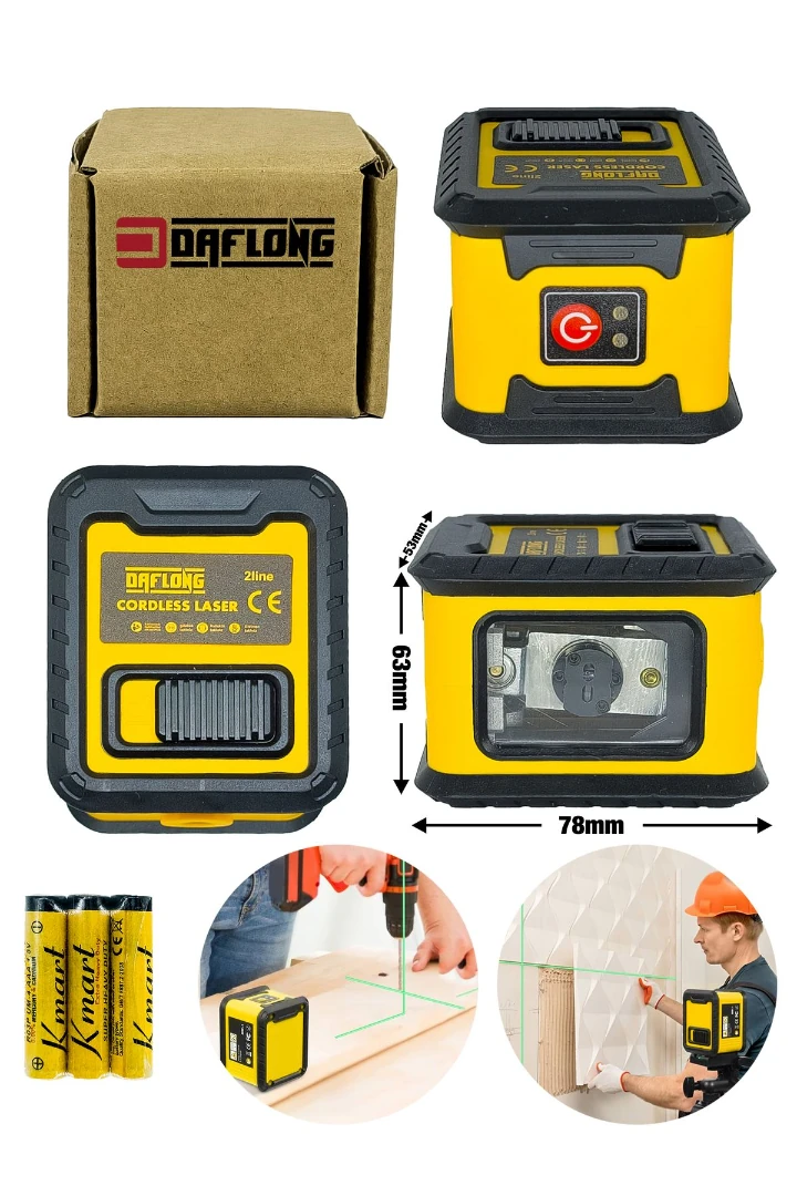 DAFLONG ADN0601 İki Yönlü Mini Lazer Terazi Pilli Yatay ve Dikey Lazerli Ölçüm Cihazı