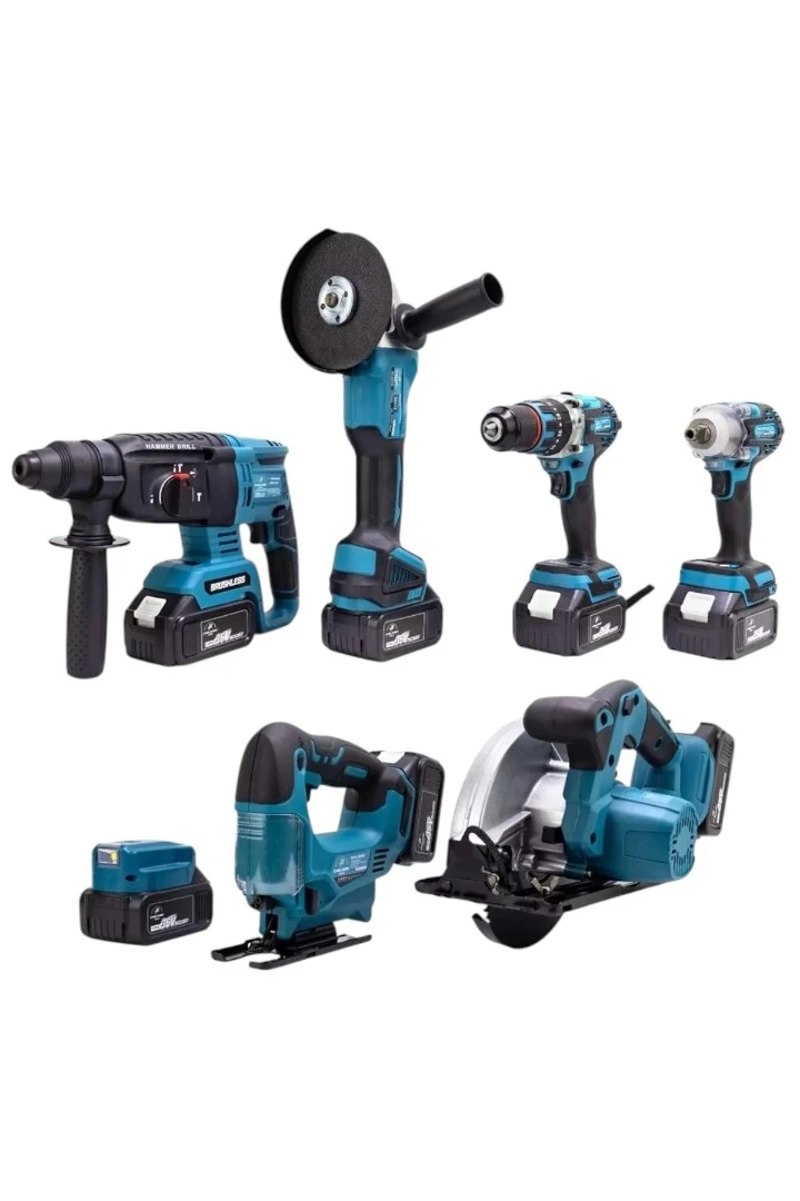 CHELİKBEİ ADN0030 Şarjlı Yedili Set – Darbeli Matkap, Somun Sıkma, Hilti, Taşlama, Daire Testere, Dekupaj, Aydınlatma