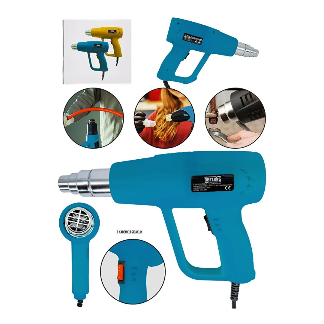 ITALY STYLE ADN0579 Elektrikli Sıcak Hava Üfleme Makinesi 2000W 500C Ayarlı Isı ve Hava Debisi