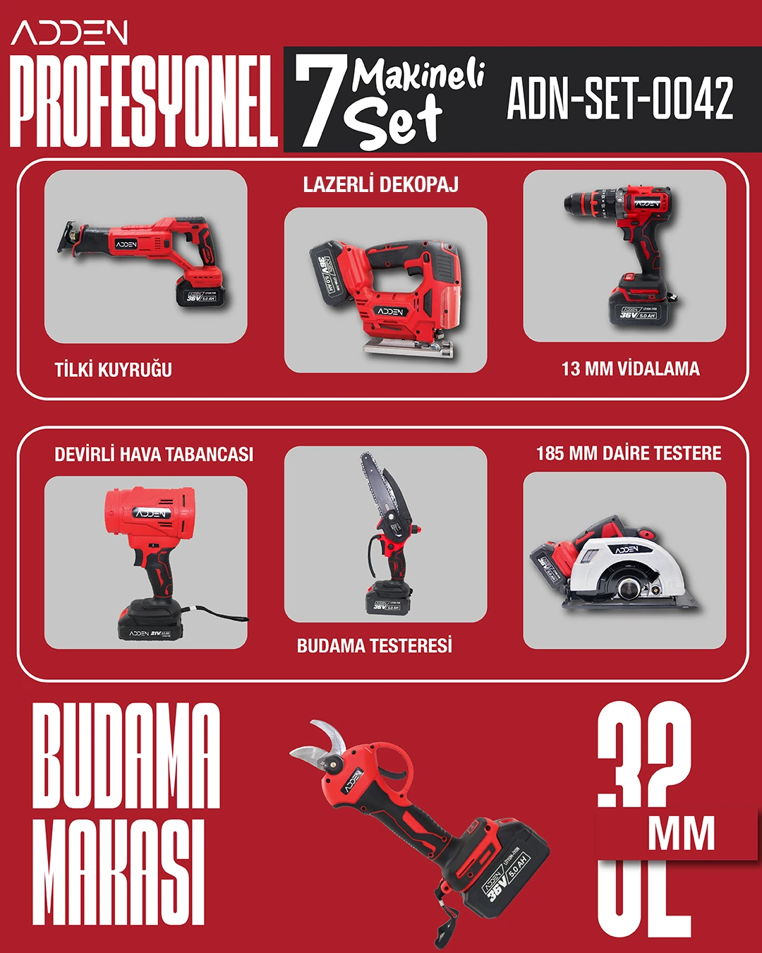 ADDEN Profesyonel 7’li Set – Tüm Güç Tek Set’te