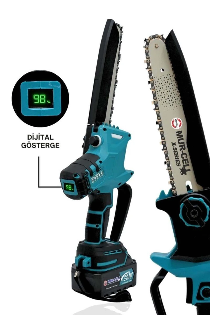 MURCELL ADN0729 Şarjlı Dal Budama Testeresi | 21V 3.0Ah Çift Akülü, Kömürsüz Motorlu, 20cm Pala