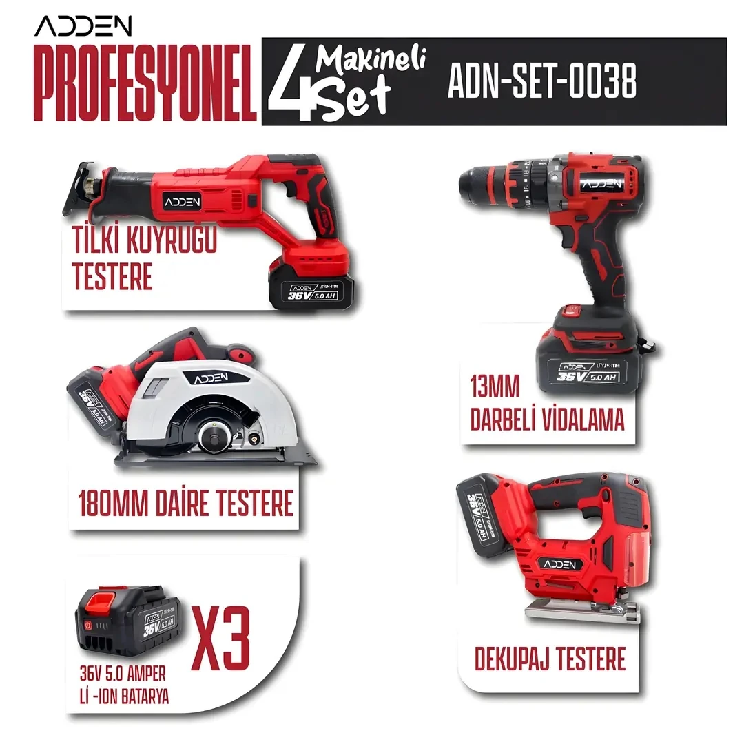 ADDEN Profesyonel 4’lü Set – Yeni Nesil Güç Tek Kutuda