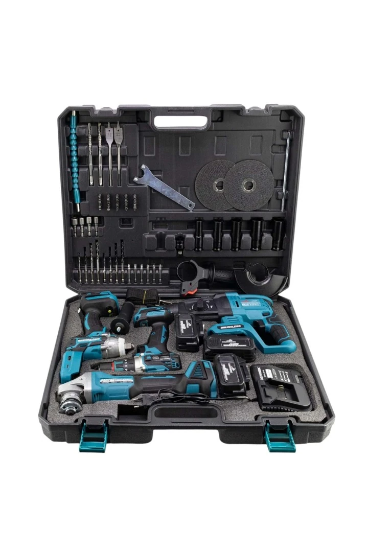 DAWREEK ADN0012 36V Şarjlı Dörtlü Set – Kömürsüz Matkap, Taşlama, Kırıcı Hilti ve Somun Sıkma