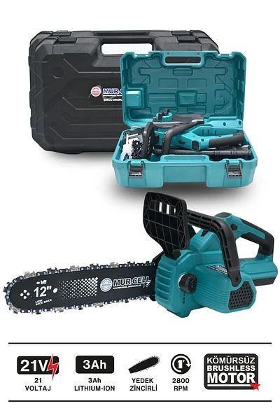 MURCELL ADN0733 Şarjlı Zincirli Testere |29cm Pala Profesyonel Ağaç Kesim Testere