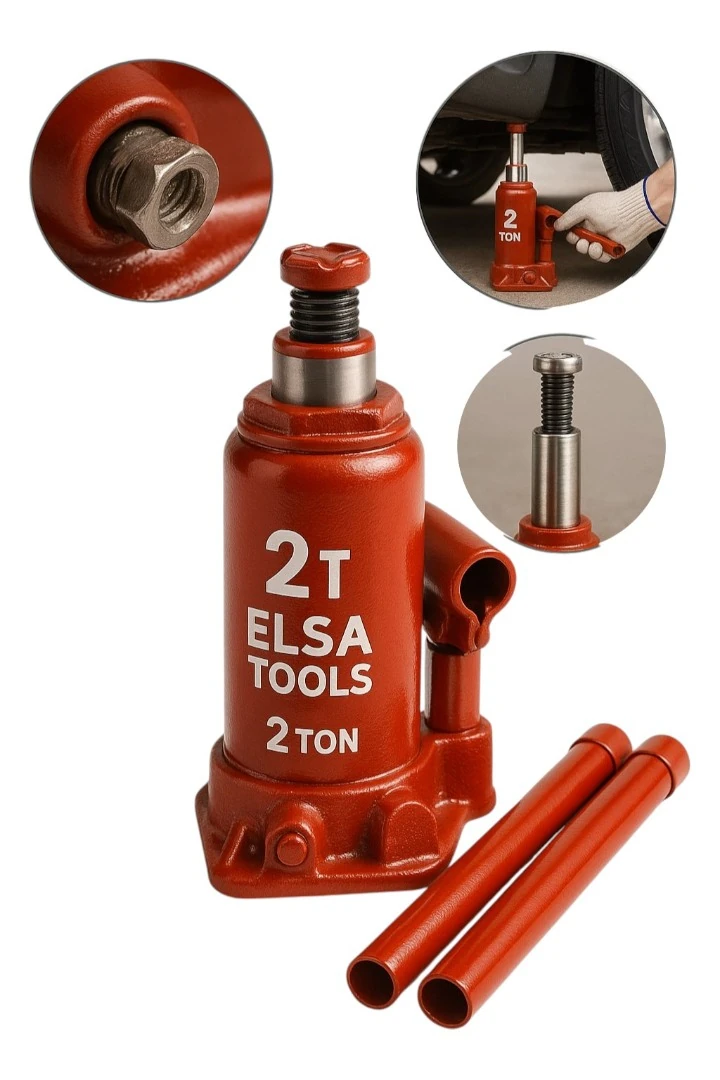 ELSA TOOLS ADN0900 2 Ton Şişe Kriko | Kompakt ve Güçlü Hidrolik Kriko | 180-345mm Kaldırma Mesafesi