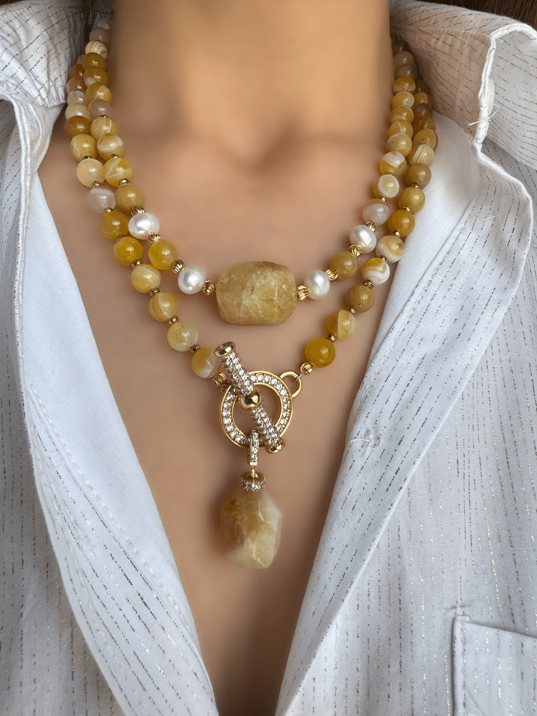 Agate and Citrine Necklace