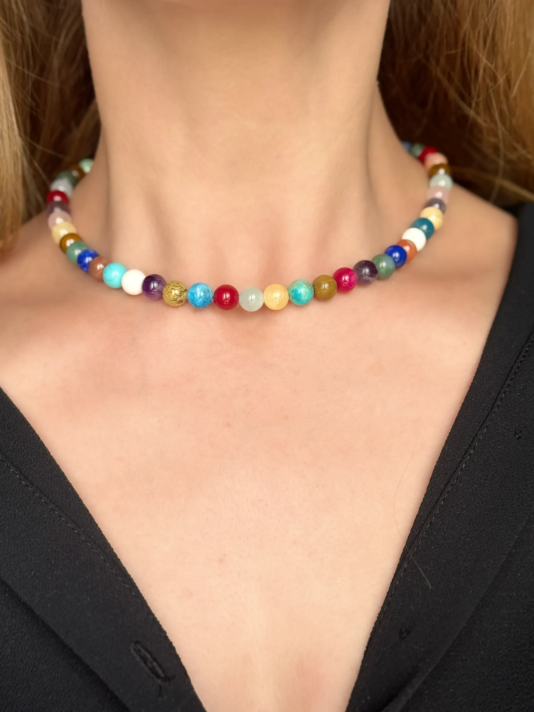 Çok Renkli Doğal Taş Kolye