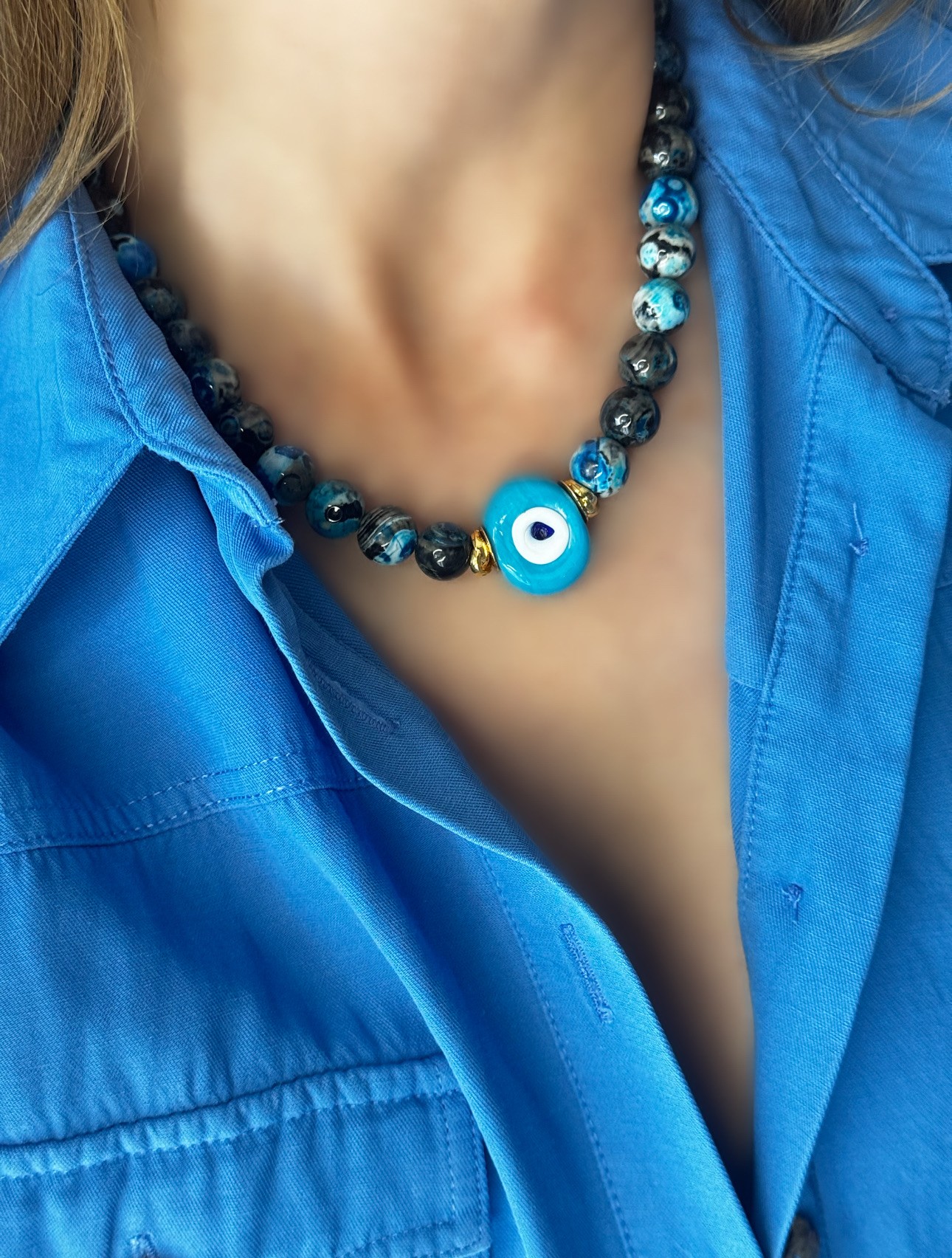 Akik Evil Eye Kolye