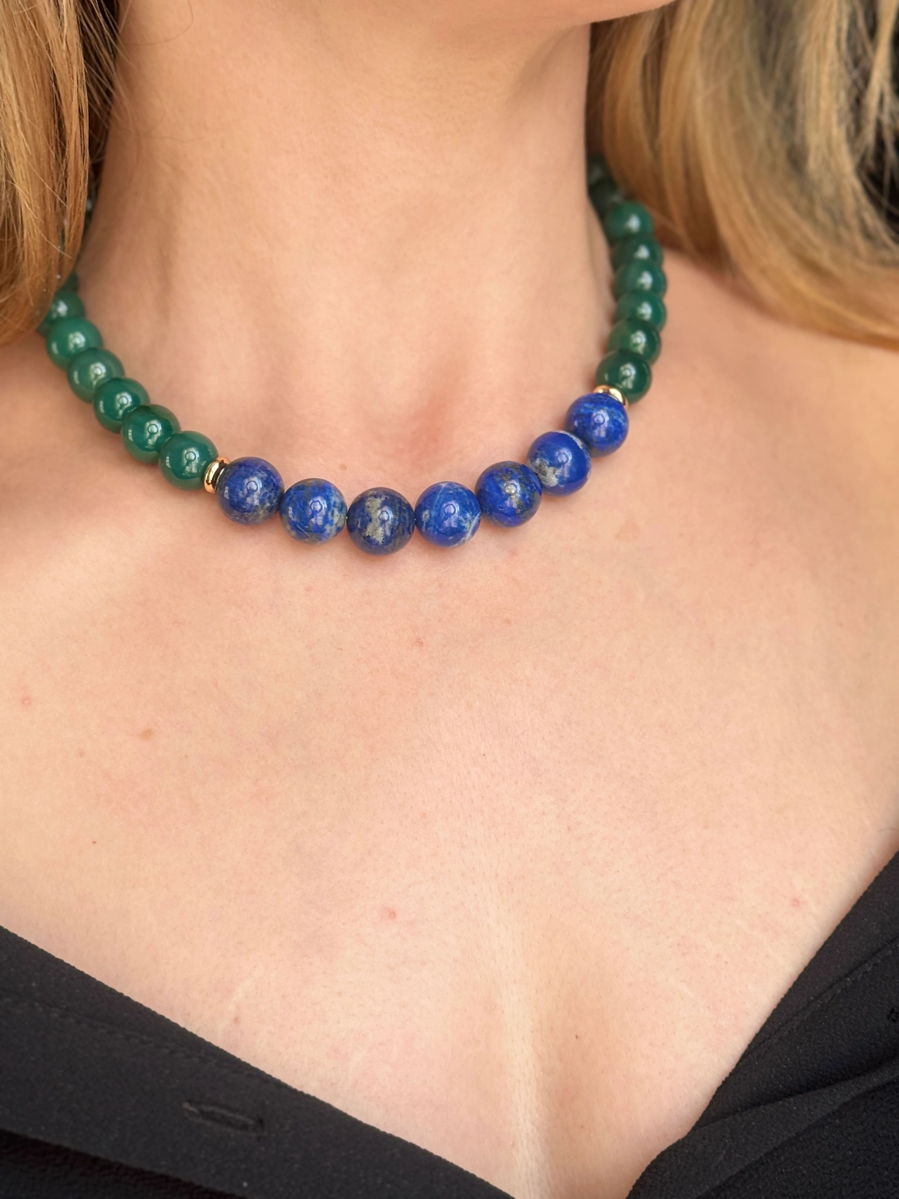 Yeşil Akik Lapis Lazuli Kolye