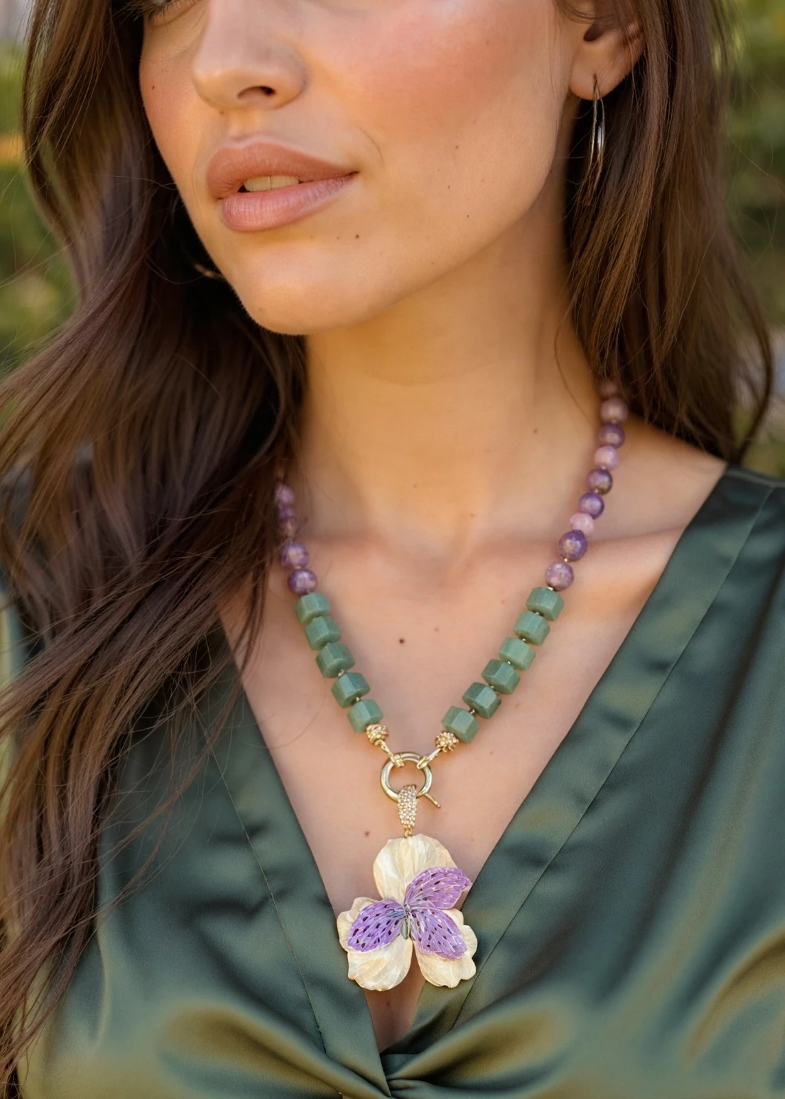 Aventurin Lepidolit Kolye