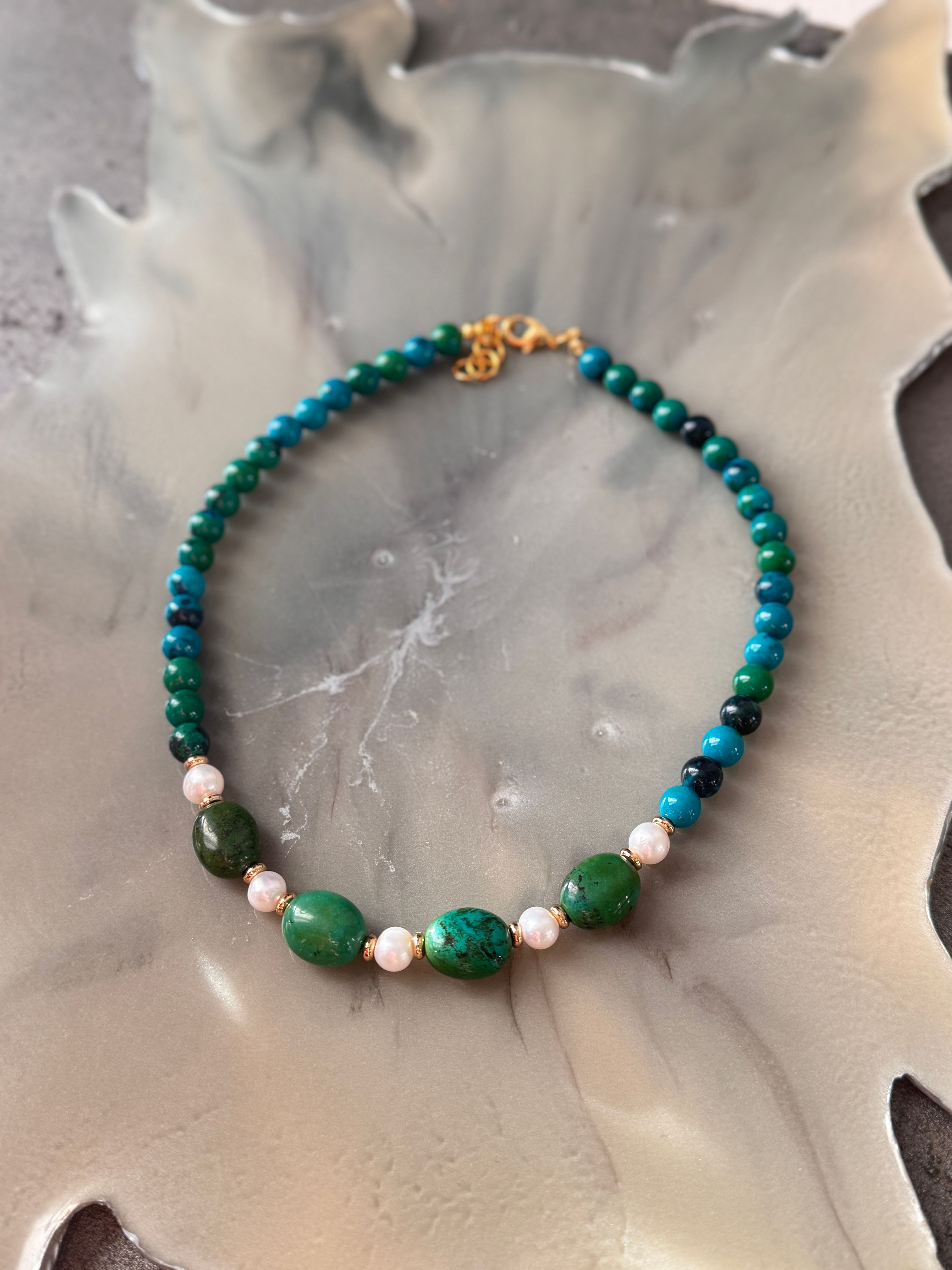 Turkuaz İnci Choker Kolye